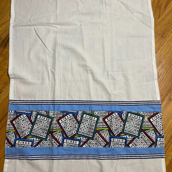 2 Hand Made Tea Towels, with hanging tab -For the BINGO Lover 20 x 27.5in - Picture 1 of 6
